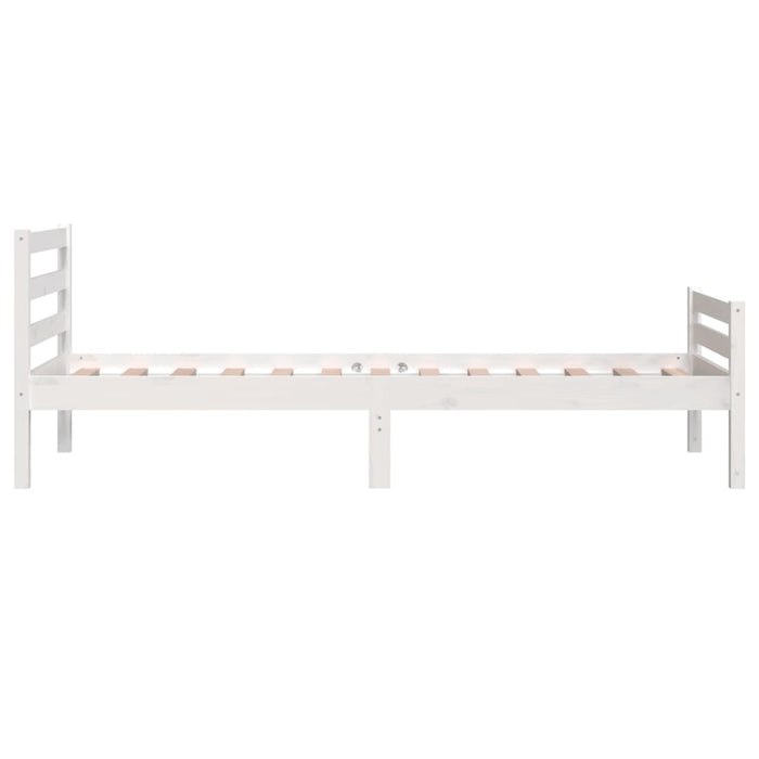 Bed Frame without Mattress White Solid Wood 100x200 cm