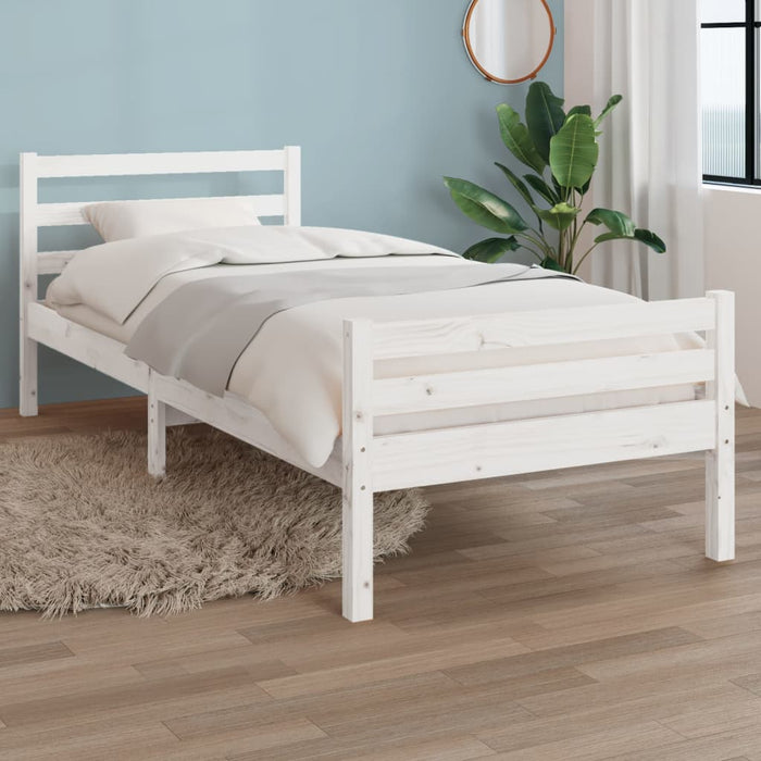 Bed Frame without Mattress White Solid Wood 100x200 cm