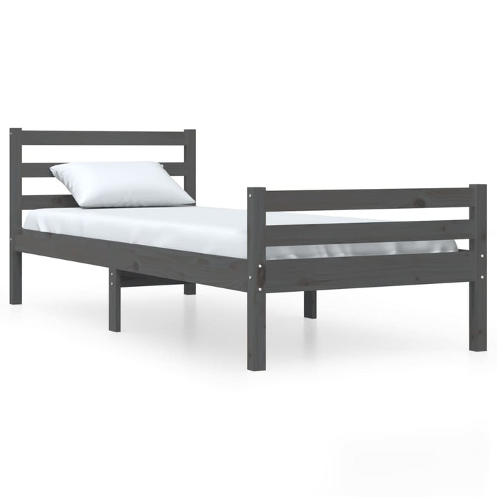 Bed Frame without Mattress Grey Solid Wood 100x200 cm