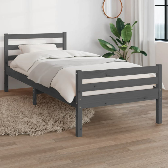 Bed Frame without Mattress Grey Solid Wood 100x200 cm