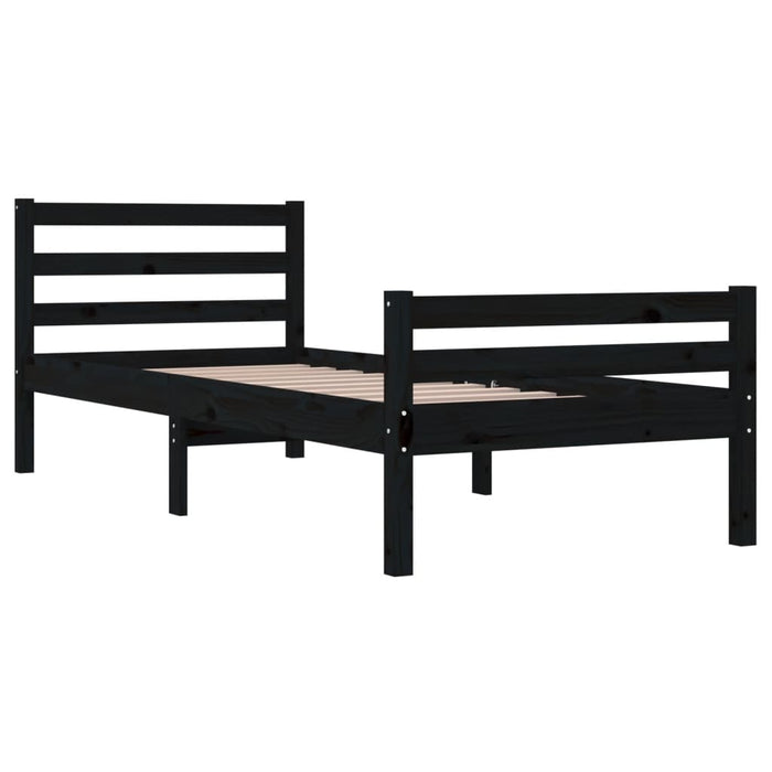 Bed Frame without Mattress Black Solid Wood 100x200 cm