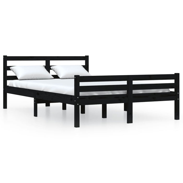 Bed Frame without Mattress Black Solid Wood 120x200 cm