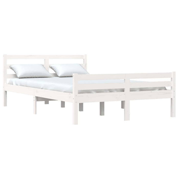 Bed Frame without Mattress White Solid Wood 140x200 cm