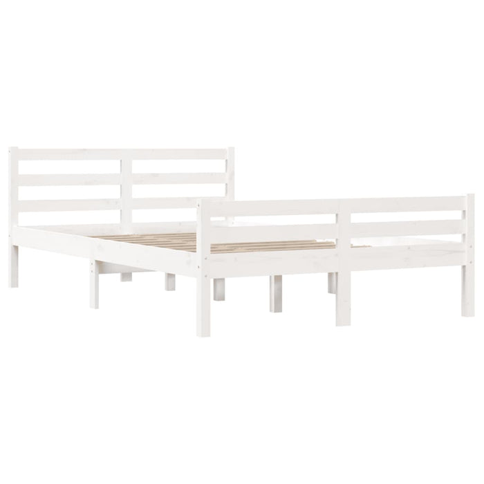 Bed Frame without Mattress White Solid Wood 140x200 cm