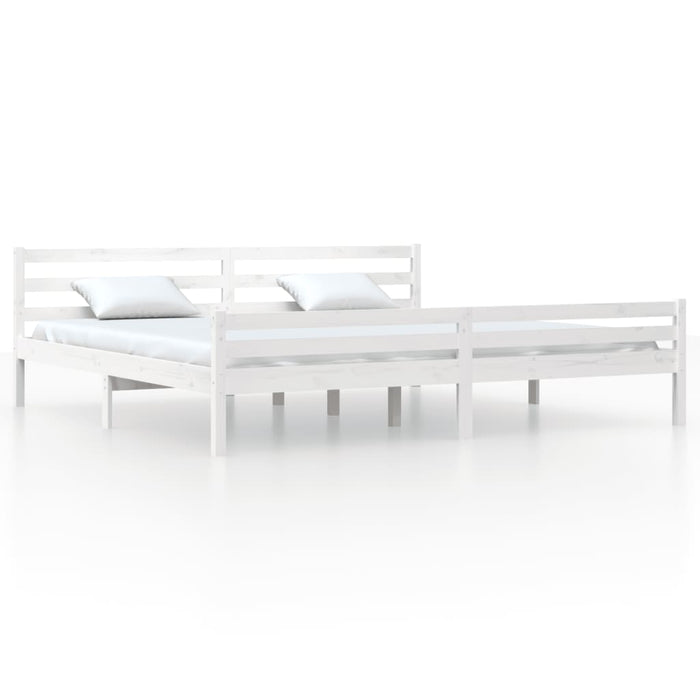 Bed Frame without Mattress White Solid Wood 180x200 cm Super King