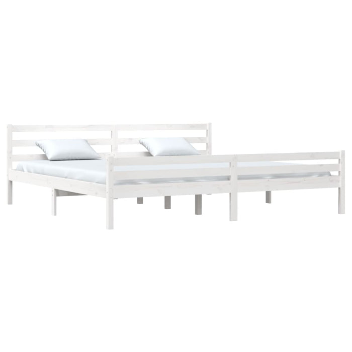 Bed Frame without Mattress White Solid Wood 180x200 cm Super King