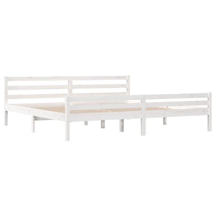 Bed Frame without Mattress White Solid Wood 180x200 cm Super King