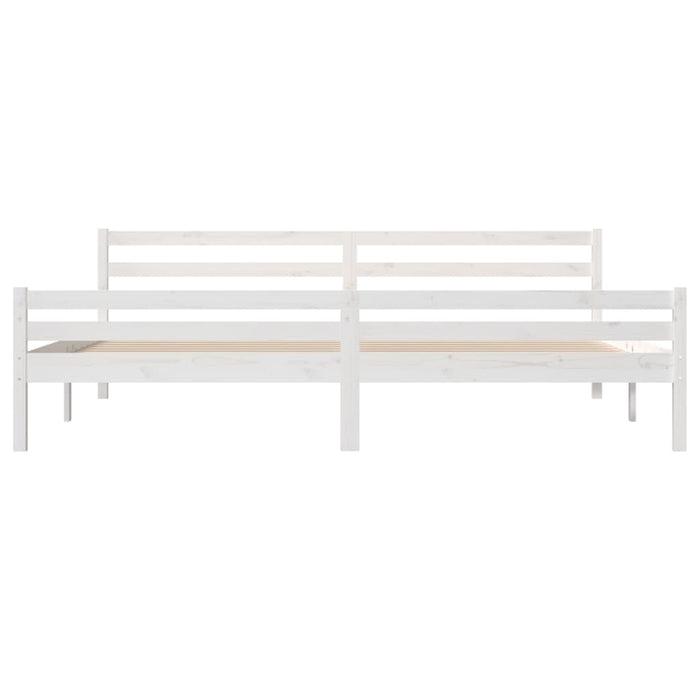 Bed Frame without Mattress White Solid Wood 180x200 cm Super King