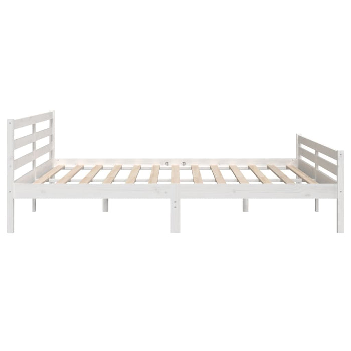 Bed Frame without Mattress White Solid Wood 180x200 cm Super King