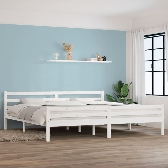 Bed Frame without Mattress White Solid Wood 180x200 cm Super King