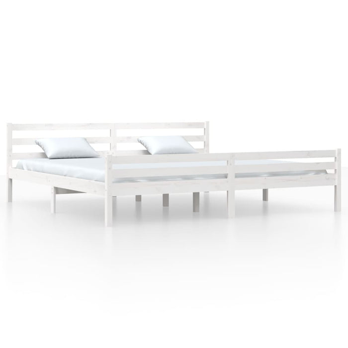 Bed Frame without Mattress White Solid Wood 200x200 cm