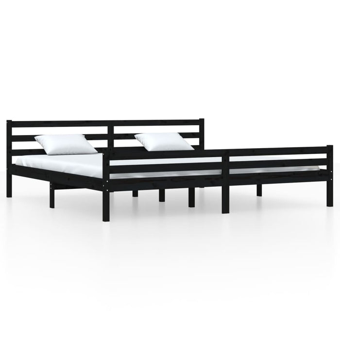 Bed Frame without Mattress Black Solid Wood 200x200 cm