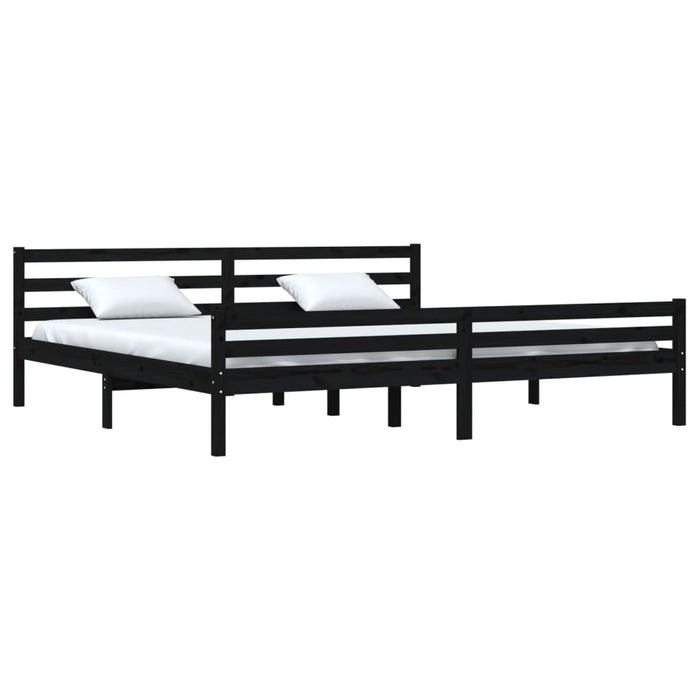 Bed Frame without Mattress Black Solid Wood 200x200 cm