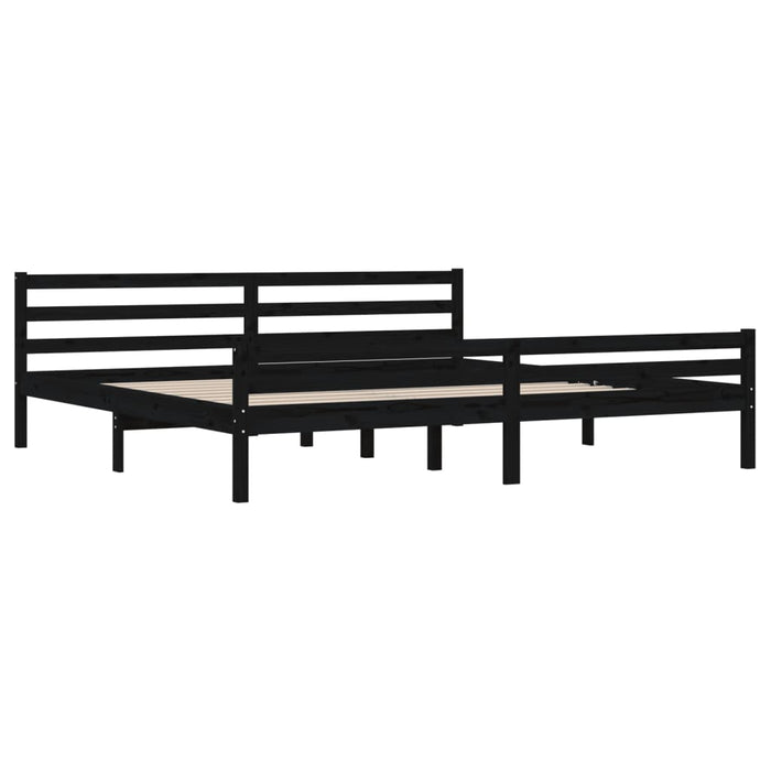 Bed Frame without Mattress Black Solid Wood 200x200 cm