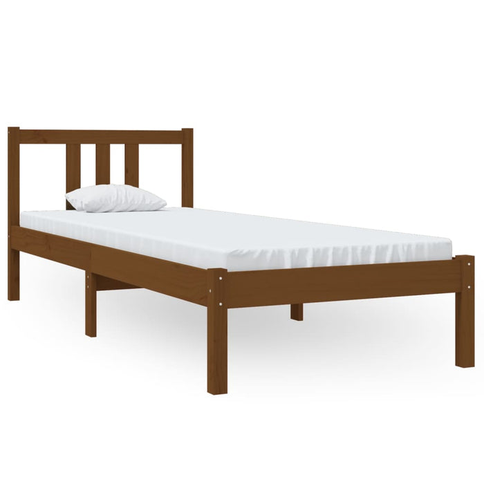 Bed Frame without Mattress Honey Brown Solid Wood 75x190 cm Small Single