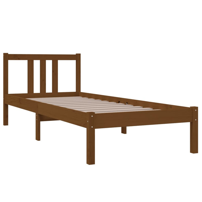 Bed Frame without Mattress Honey Brown Solid Wood 75x190 cm Small Single