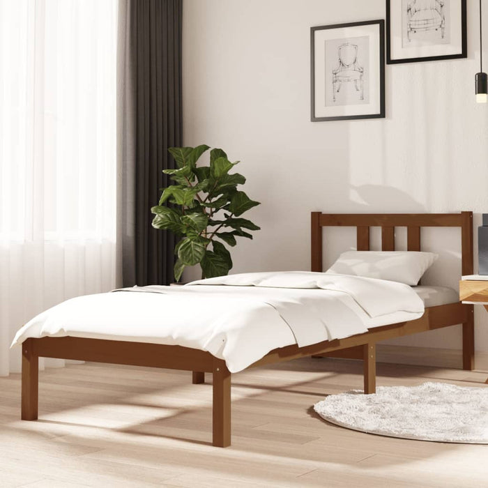 Bed Frame without Mattress Honey Brown Solid Wood 75x190 cm Small Single