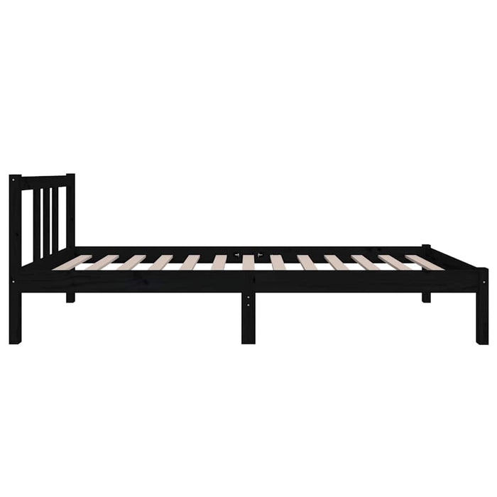 Bed Frame without Mattress Black Solid Wood 75x190 cm Small Single