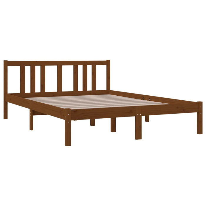 Bed Frame without Mattress Honey Brown Solid Wood 135x190 cm Double