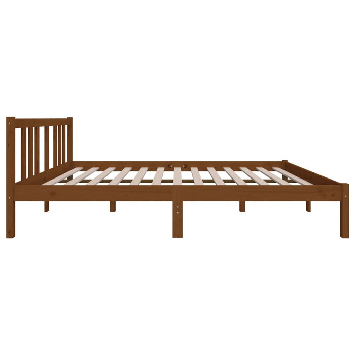 Bed Frame without Mattress Honey Brown Solid Wood 135x190 cm Double