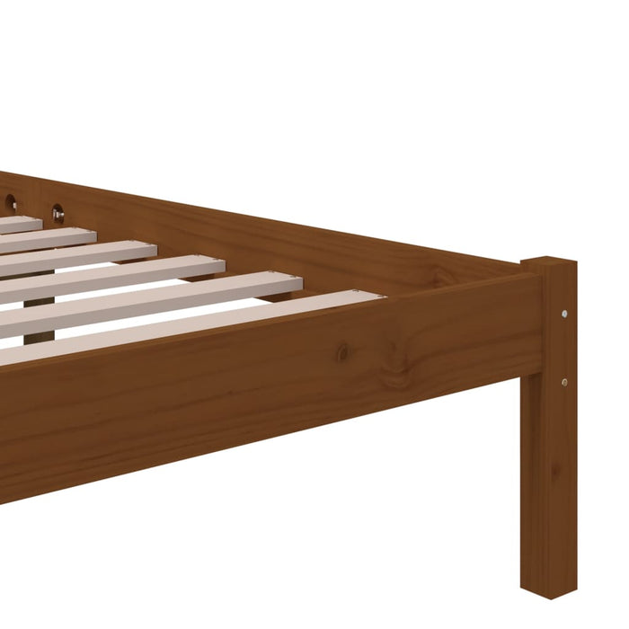 Bed Frame without Mattress Honey Brown Solid Wood 135x190 cm Double