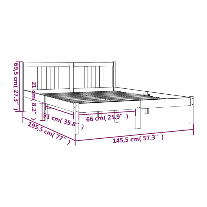 Bed Frame without Mattress Grey Solid Wood 140x190 cm