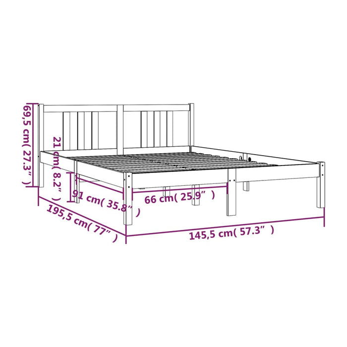 Bed Frame without Mattress Honey Brown Solid Wood 140x190 cm