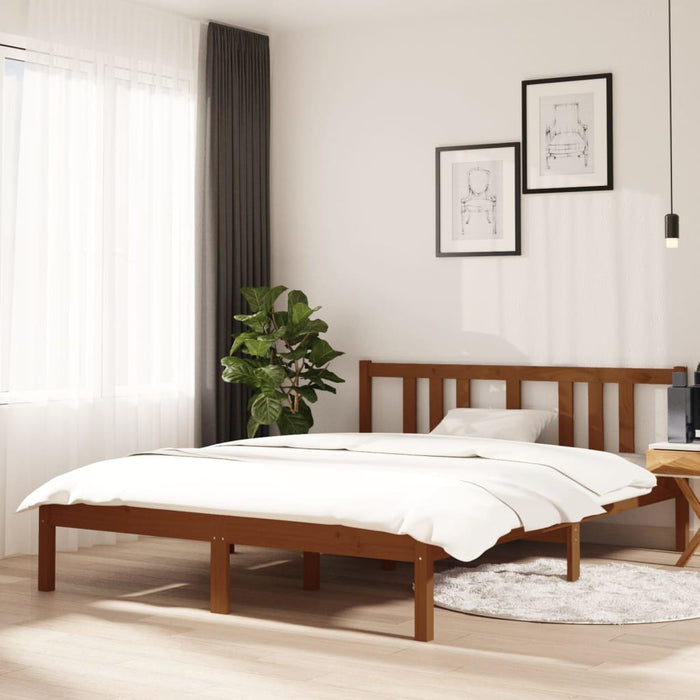 Bed Frame without Mattress Honey Brown Solid Wood 140x190 cm