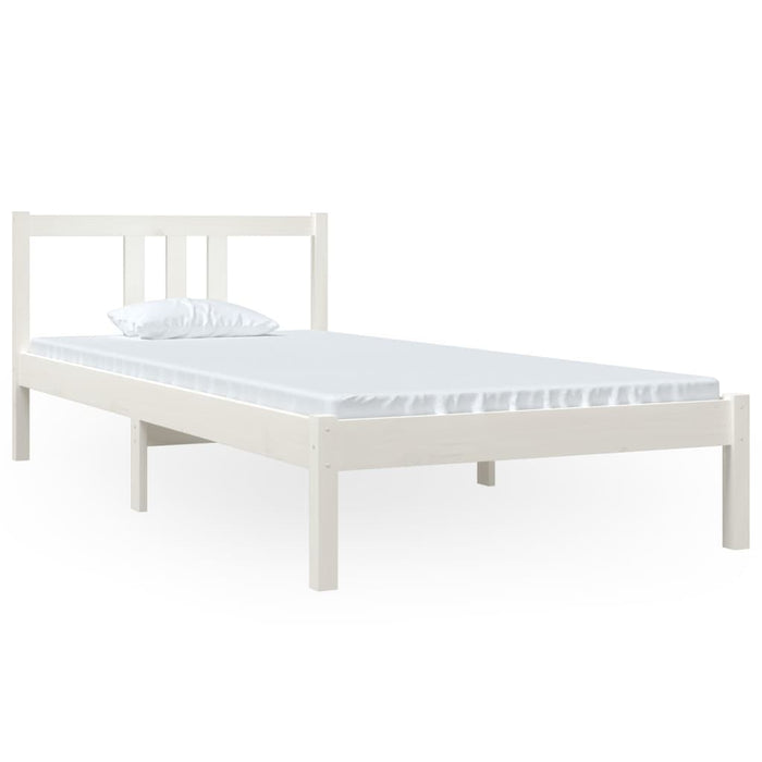 Bed Frame without Mattress White Solid Wood 90x200 cm