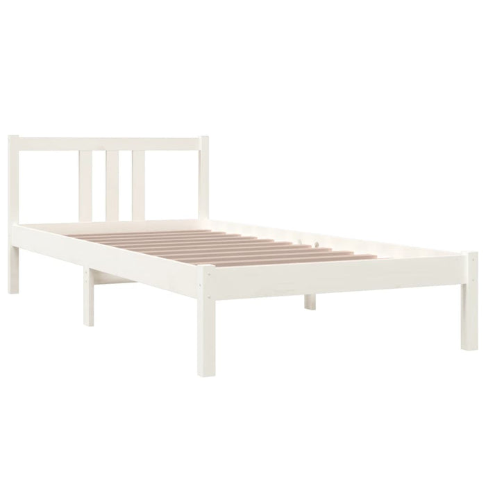 Bed Frame without Mattress White Solid Wood 90x200 cm