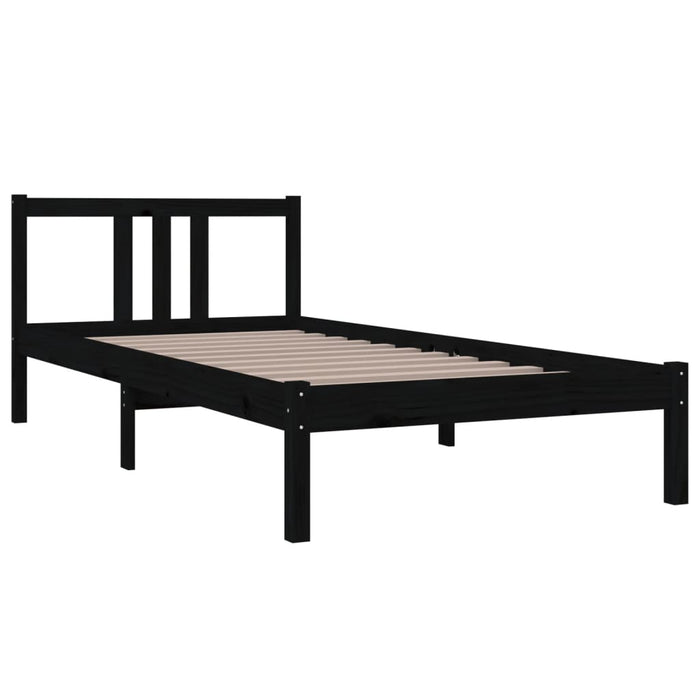 Bed Frame without Mattress Black Solid Wood 90x200 cm