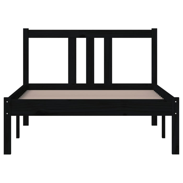 Bed Frame without Mattress Black Solid Wood 90x200 cm