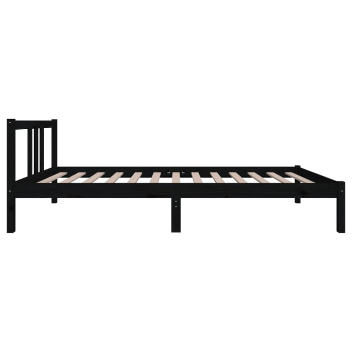 Bed Frame without Mattress Black Solid Wood 90x200 cm