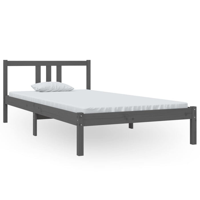 Bed Frame without Mattress Grey Solid Wood 100x200 cm