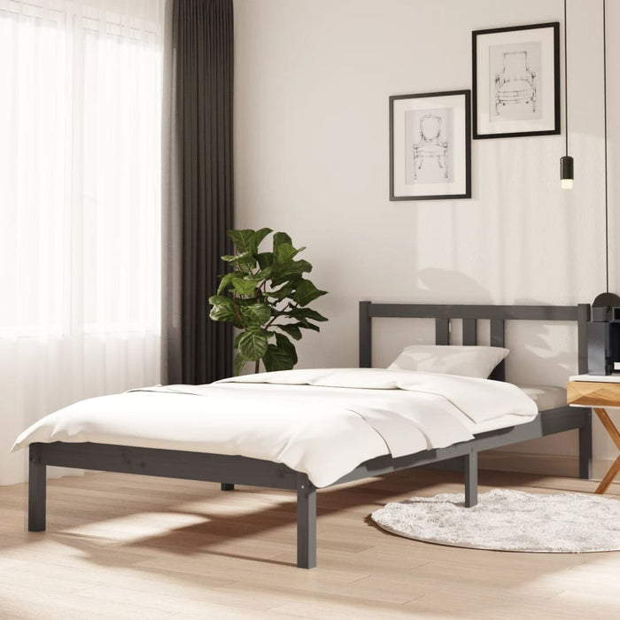 Bed Frame without Mattress Grey Solid Wood 100x200 cm