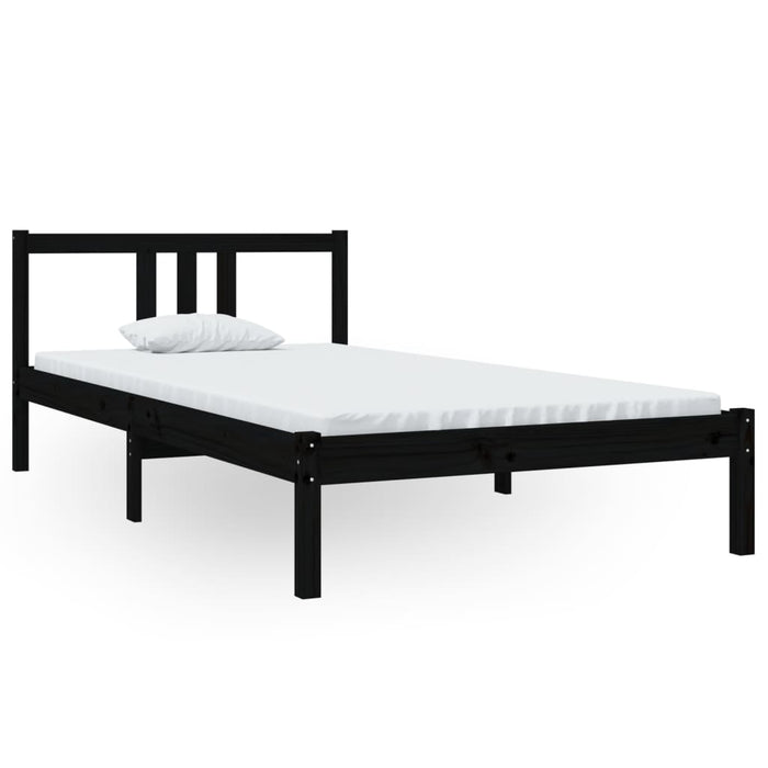 Bed Frame without Mattress Black Solid Wood 100x200 cm