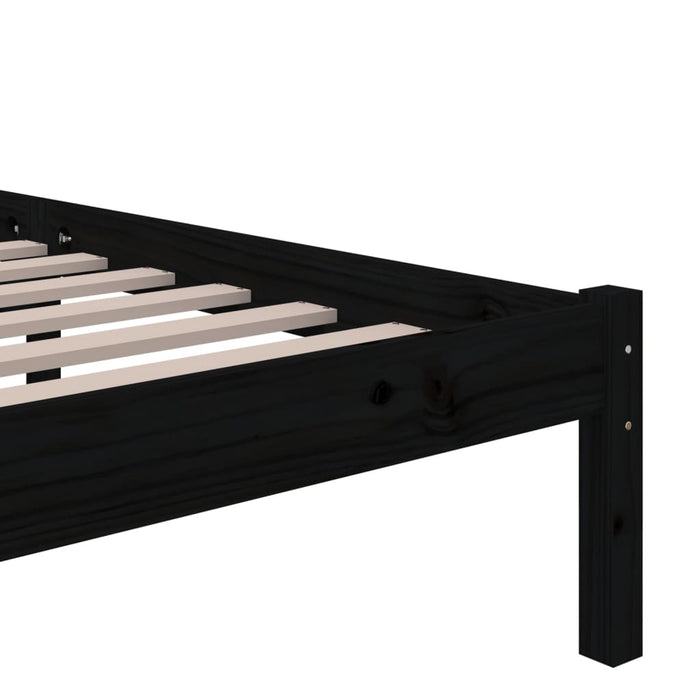 Bed Frame without Mattress Black Solid Wood 100x200 cm