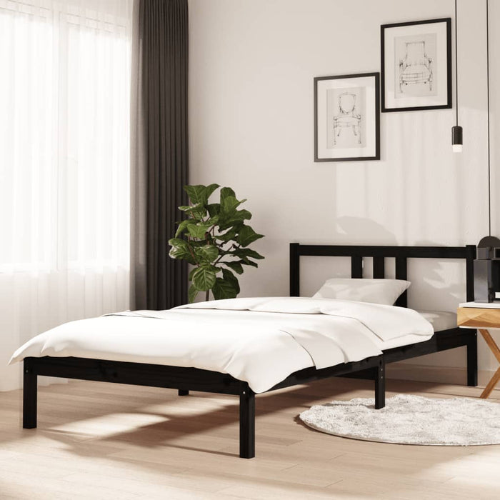 Bed Frame without Mattress Black Solid Wood 100x200 cm