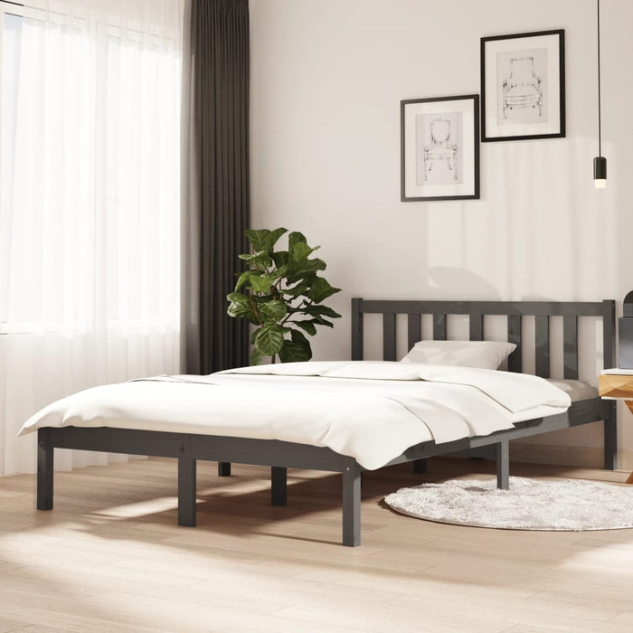 Bed Frame without Mattress Grey Solid Wood 120x200 cm