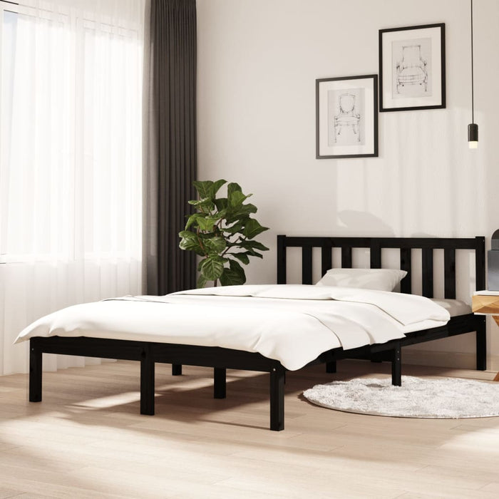 Bed Frame without Mattress Black Solid Wood 120x200 cm