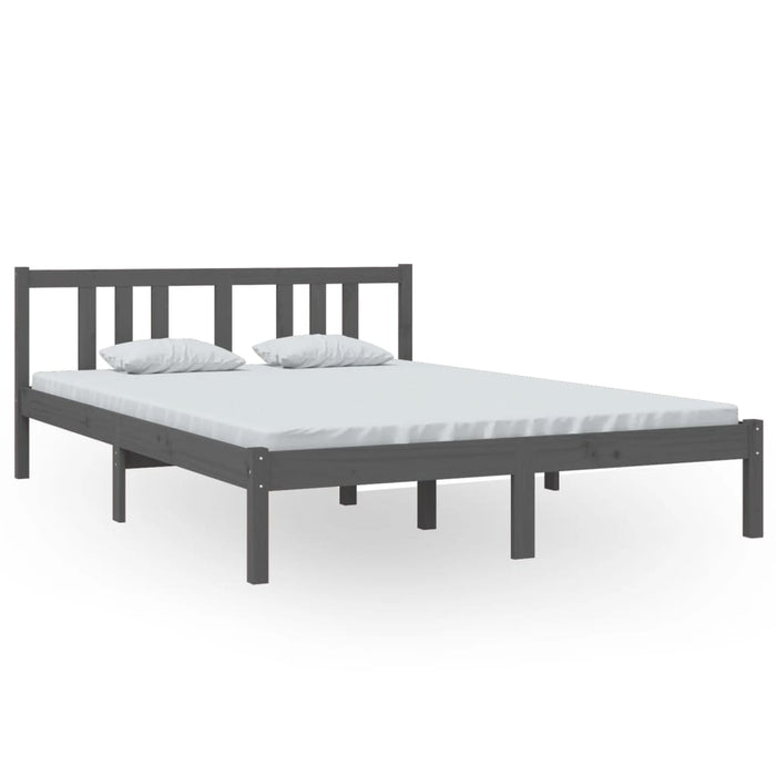 Bed Frame without Mattress Grey Solid Wood 140x200 cm