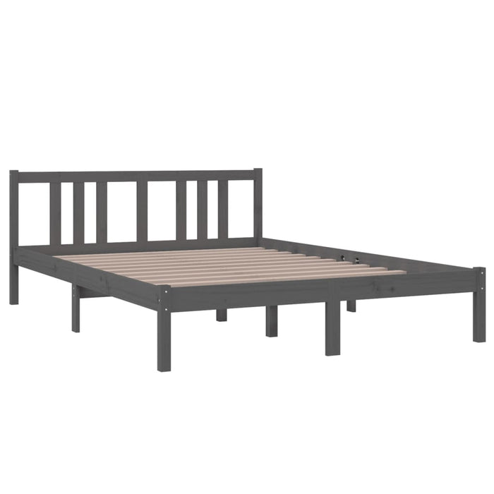 Bed Frame without Mattress Grey Solid Wood 140x200 cm