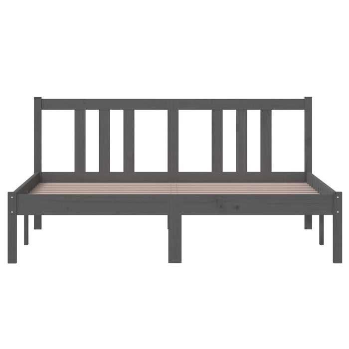 Bed Frame without Mattress Grey Solid Wood 140x200 cm