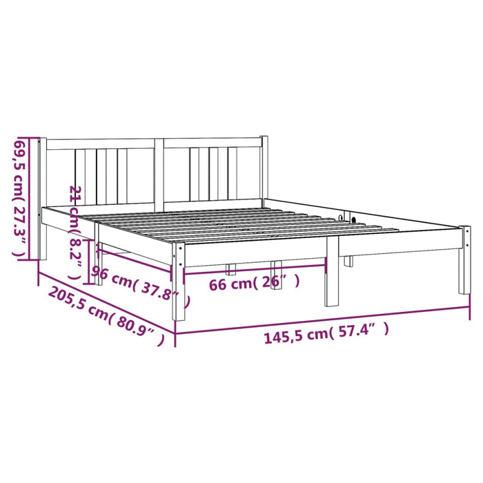 Bed Frame without Mattress Grey Solid Wood 140x200 cm