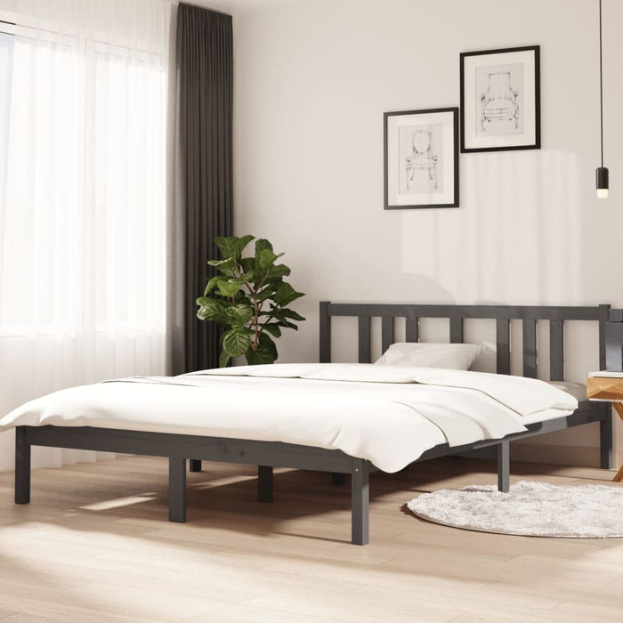 Bed Frame without Mattress Grey Solid Wood 140x200 cm