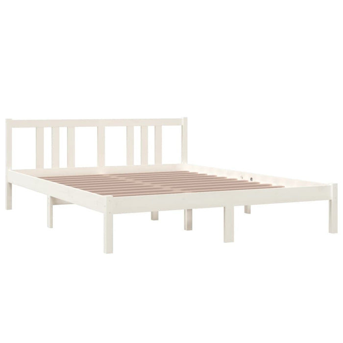 Bed Frame without Mattress White Solid Wood 150x200 cm King Size King Size