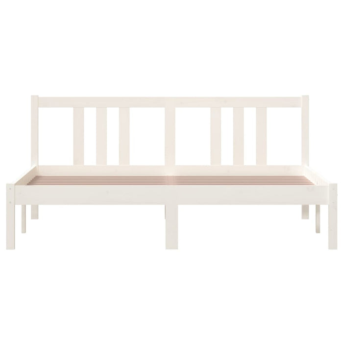 Bed Frame without Mattress White Solid Wood 150x200 cm King Size King Size