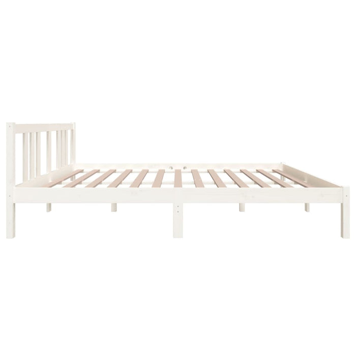 Bed Frame without Mattress White Solid Wood 150x200 cm King Size King Size