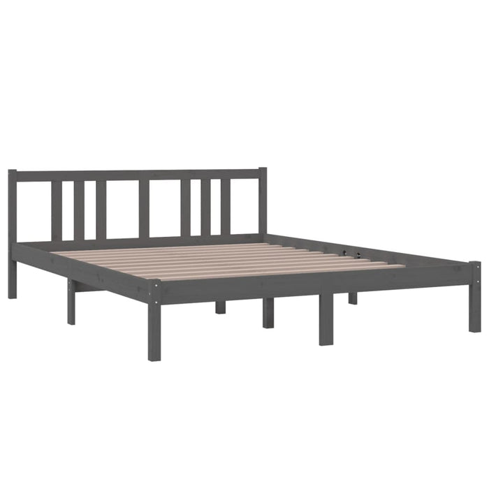 Bed Frame without Mattress Grey Solid Wood 150x200 cm King Size King Size