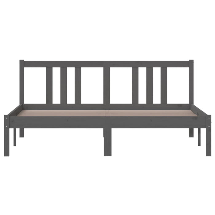 Bed Frame without Mattress Grey Solid Wood 150x200 cm King Size King Size